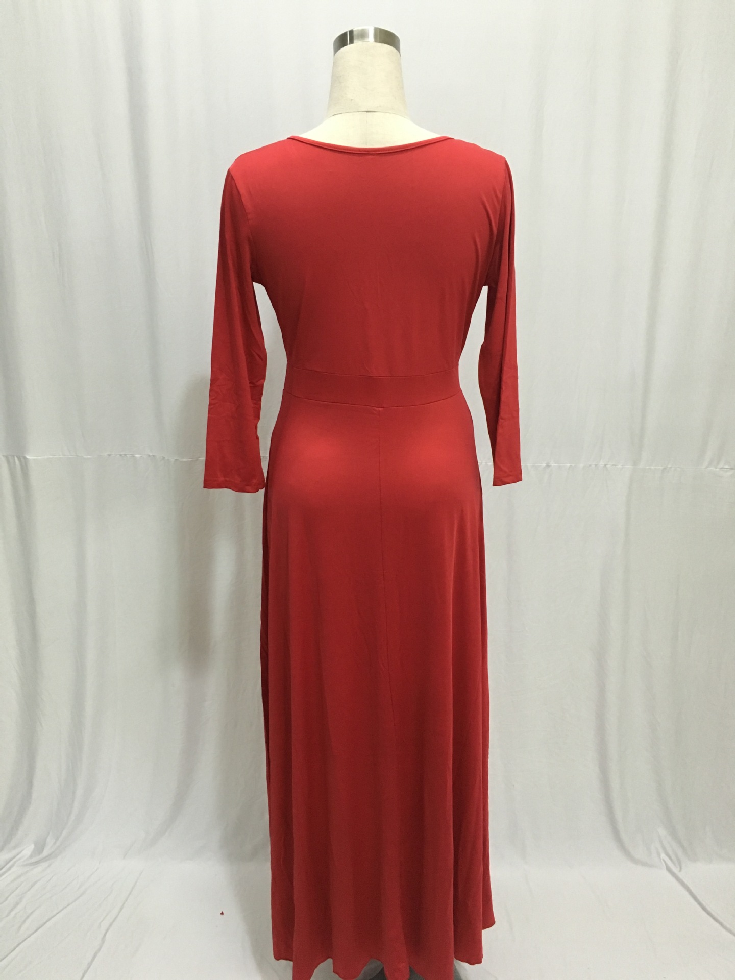 SZ60044-1 Women Long Knitwear V Neck Plus Size Bridesmaid Dress with Long Sleeve